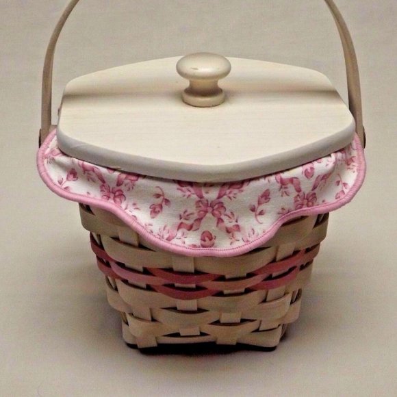 Longaberger 2001 HOH / ACS Basket Combo, with Liner, Protector, Lid and Tie-On - Picture 5 of 13